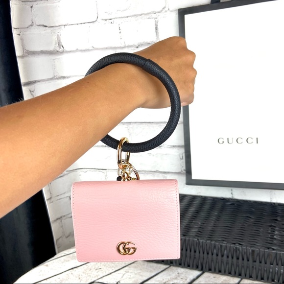 Gucci Marmont pink leather small wallet wristlet keychain - Picture 3 of 15